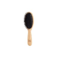 Large Oval Boar Bristle Hair Brush for Fine Hair, Wooden Gentle Detangling, Smooth Shine