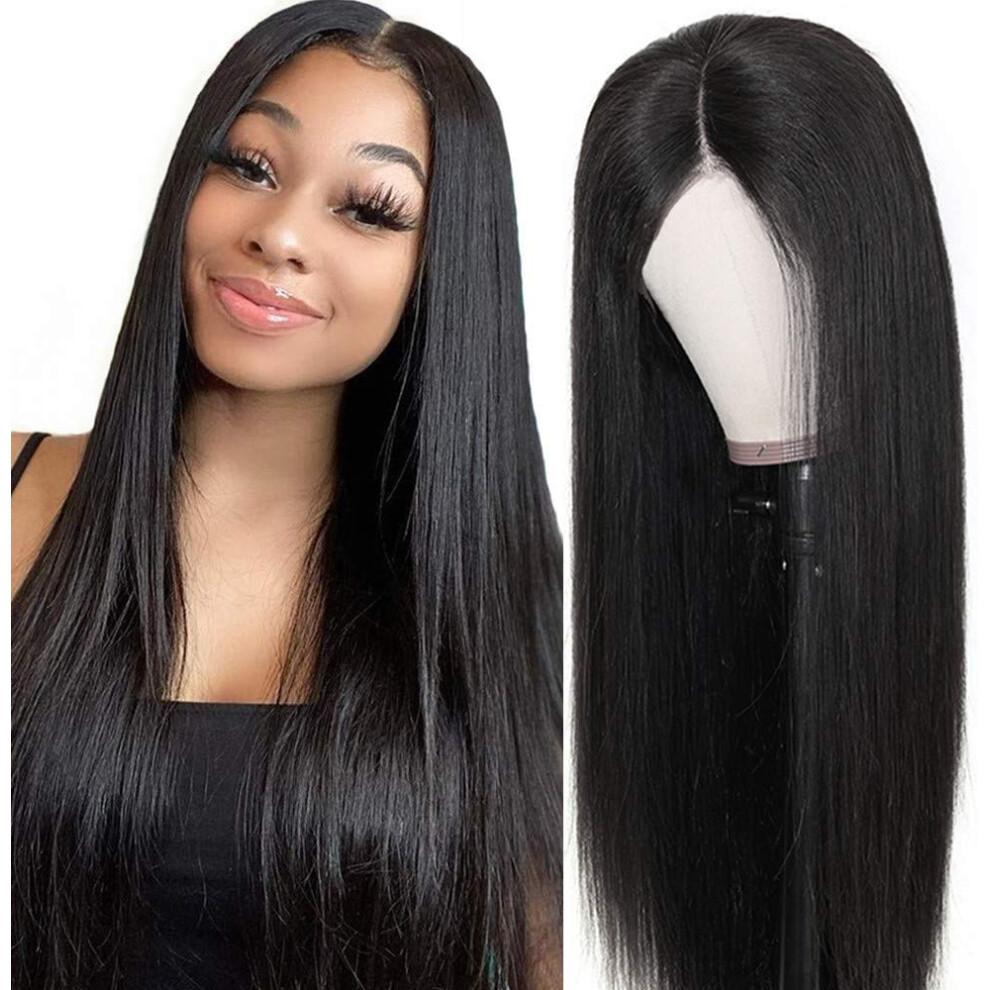 Human Hair Lace Front Wig Brazilian Straight 150% Density Glueless Natural Hairline for Black Women