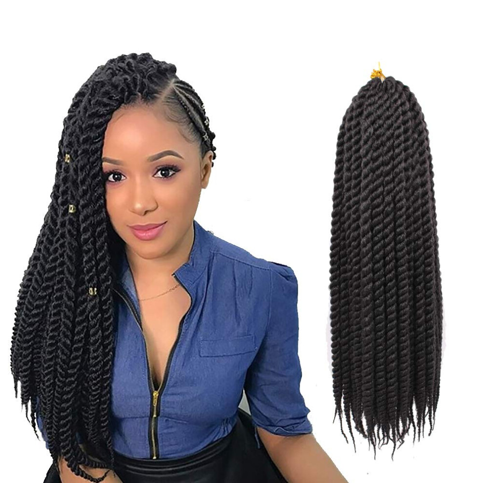 Unisex Black Havana Twist Crochet Hair 6 Packs 22 Inch 1B Pretwisted Senegalese Extensions Natural Look