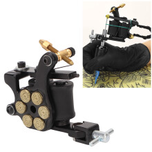 Zinc Alloy Coil Tattoo Machine 10 Wraps Liner Shader Black