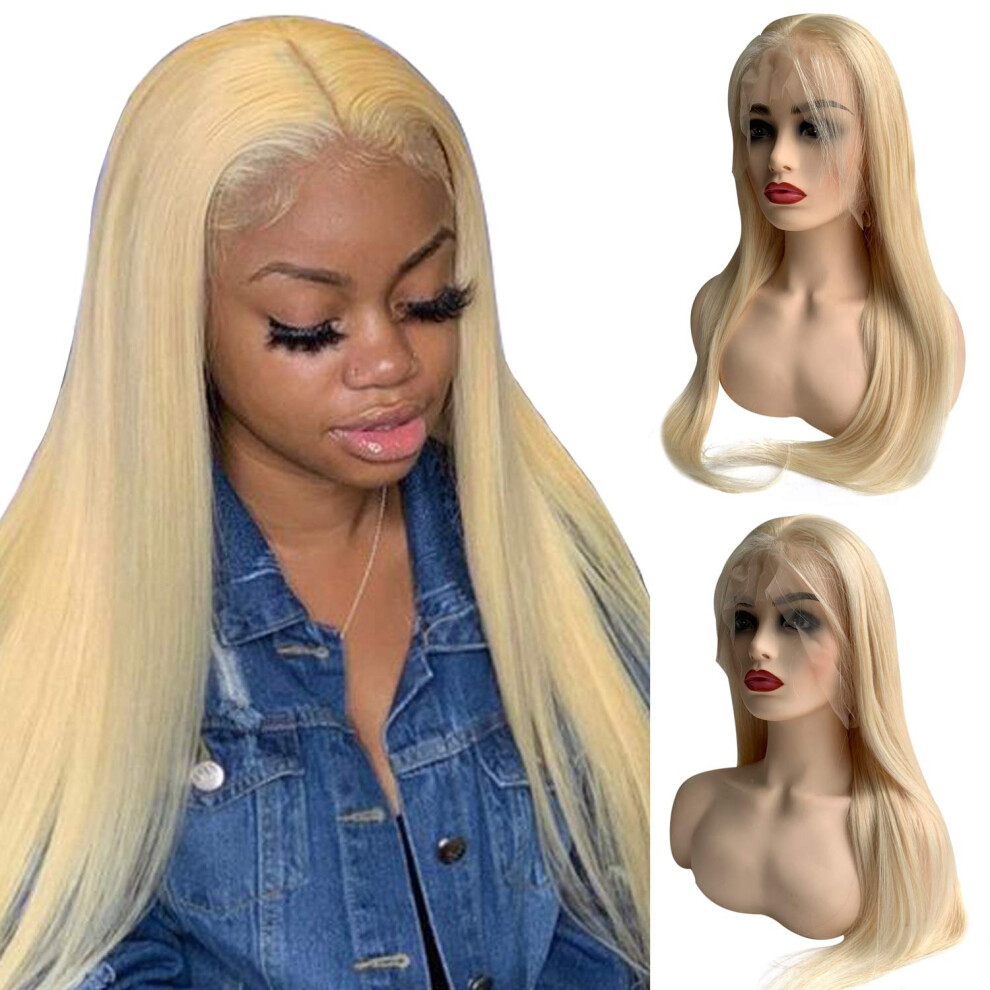 613 Blonde Full Lace Human Hair Wig 24 Inch Pre Plucked Natural Hairline 150 Density Straight