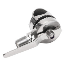 316 Stainless Steel Marine VHF Antenna Mount, Adjustable Ratchet, 7/8-1in Rails