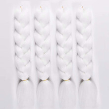24 Inch Jumbo Braiding Hair Extensions Pure White Heat Resistant 4 Pack for Women