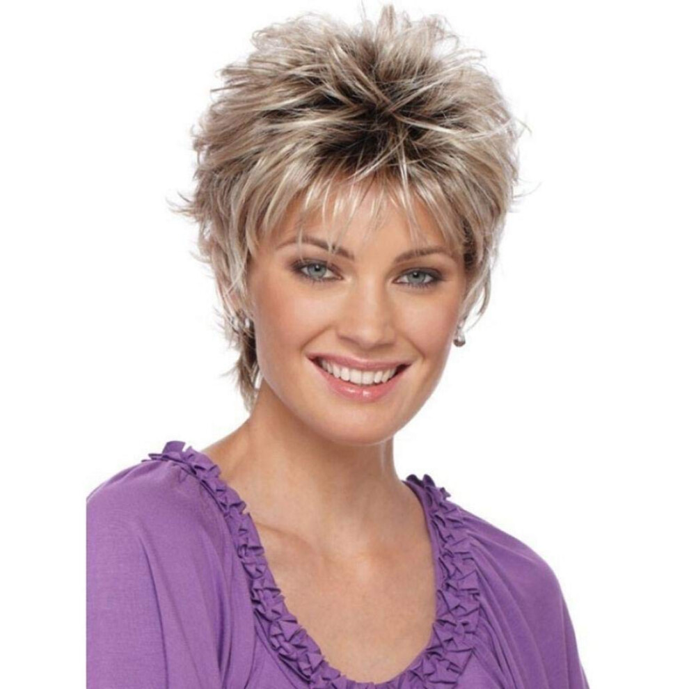 Unisex Grey Short Curly Ombre Wig For Women With Cap, Heat Resistant, Realistic Wavy Texture