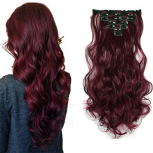Violet Red Clip in Hair Extensions 20' Heat Resistant Synthetic Full Head with 16 Clips