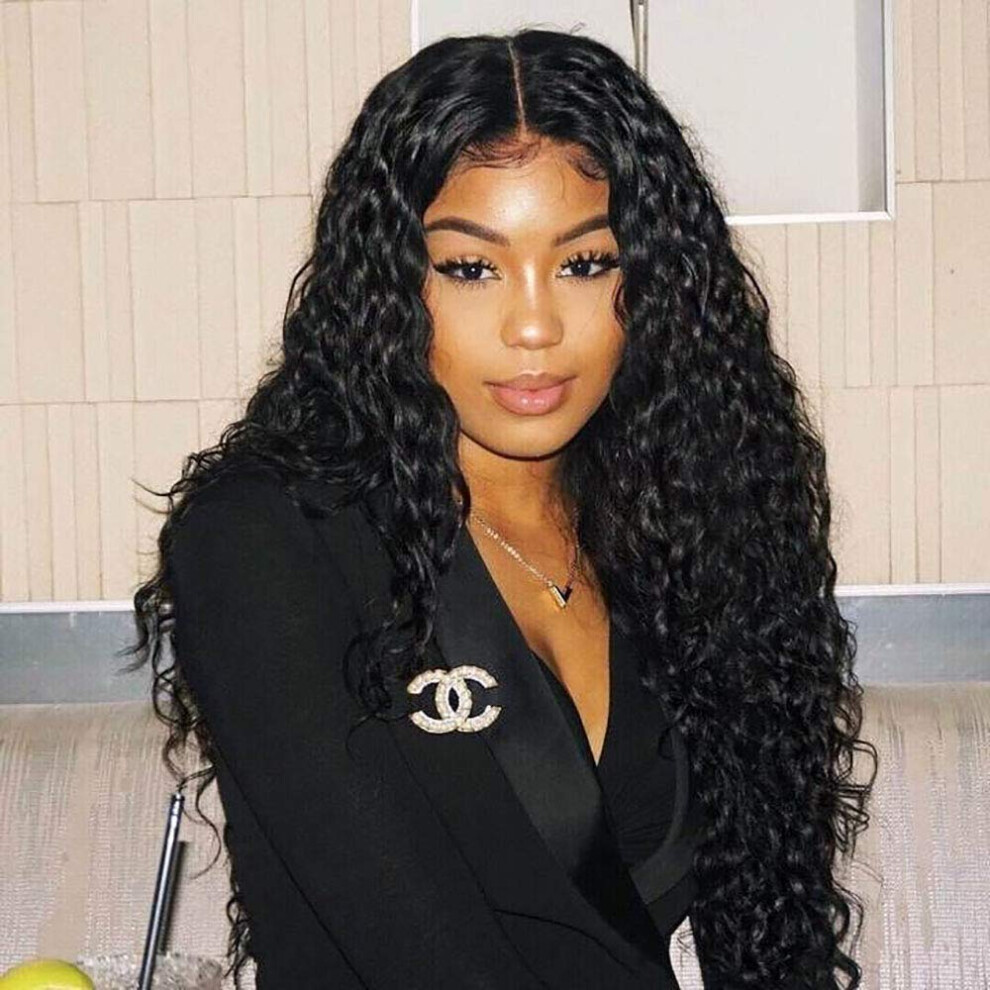 Unisex 13X4 Water Wave Lace Front Wig Human Hair Glueless Pre Plucked With Baby Hair Natural 12Inch