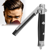 Folding Hair Comb with Durable Metal Frame, Smooth Glide Head, Travel Friendly Pocket Design