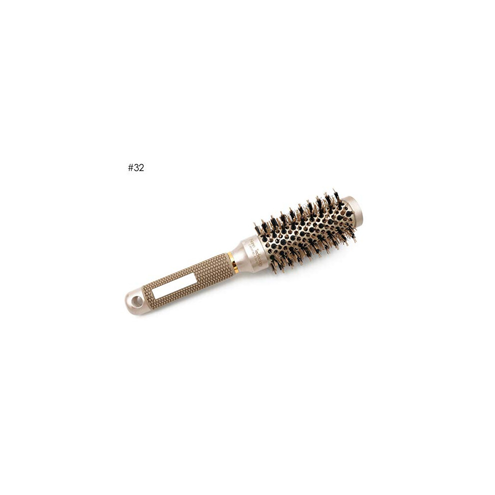 Round Hair Brush with Boar Bristles, Ceramic Ionic, Reduces Frizz, Adds Shine, for Curling and Volume