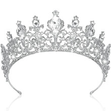 Baroque Crown with Crystal Rhinestones for Women Bridal Wedding Birthday Party Silver Tiara