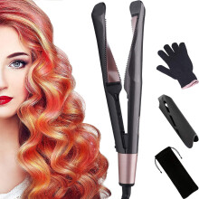2 in 1 Hair Straightener and Curler, Tourmaline Ceramic Hair Styling Tool with LED Display, Pink
