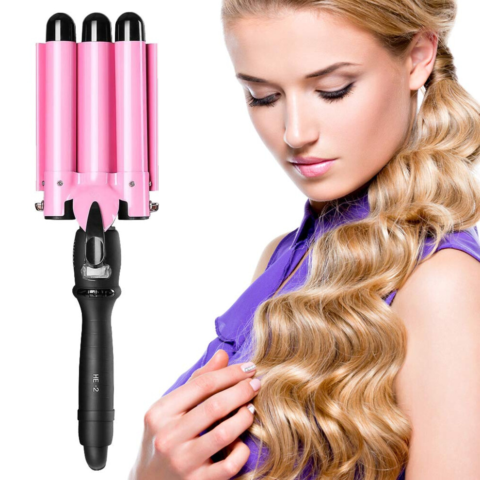 3 Barrel Curling Iron with Temperature Control, Tourmaline Ceramic Hair Waver for Beach Waves