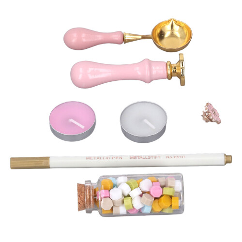 Versiegelungsstempelset mit Macaron-Muster, Holzgriff, 20,9 cm