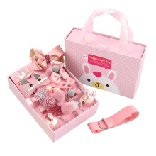 Girls Hair Accessories Set with Bows and Clips, 18pcs Rose, GiftReady for Birthday Styling