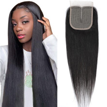 Brazilian Straight Middle Part Lace Closure 16 Inch 10A Virgin Human Hair with Baby Hair