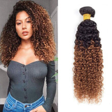 Ombre Kinky Curly Human Hair 1B/30 Brazilian Virgin Extensions 8A Grade 16 Inch Double Weft