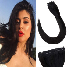 Hair Extensions 20 Inch Remy Human Hair, Silky Straight, Instant Length and Volume
