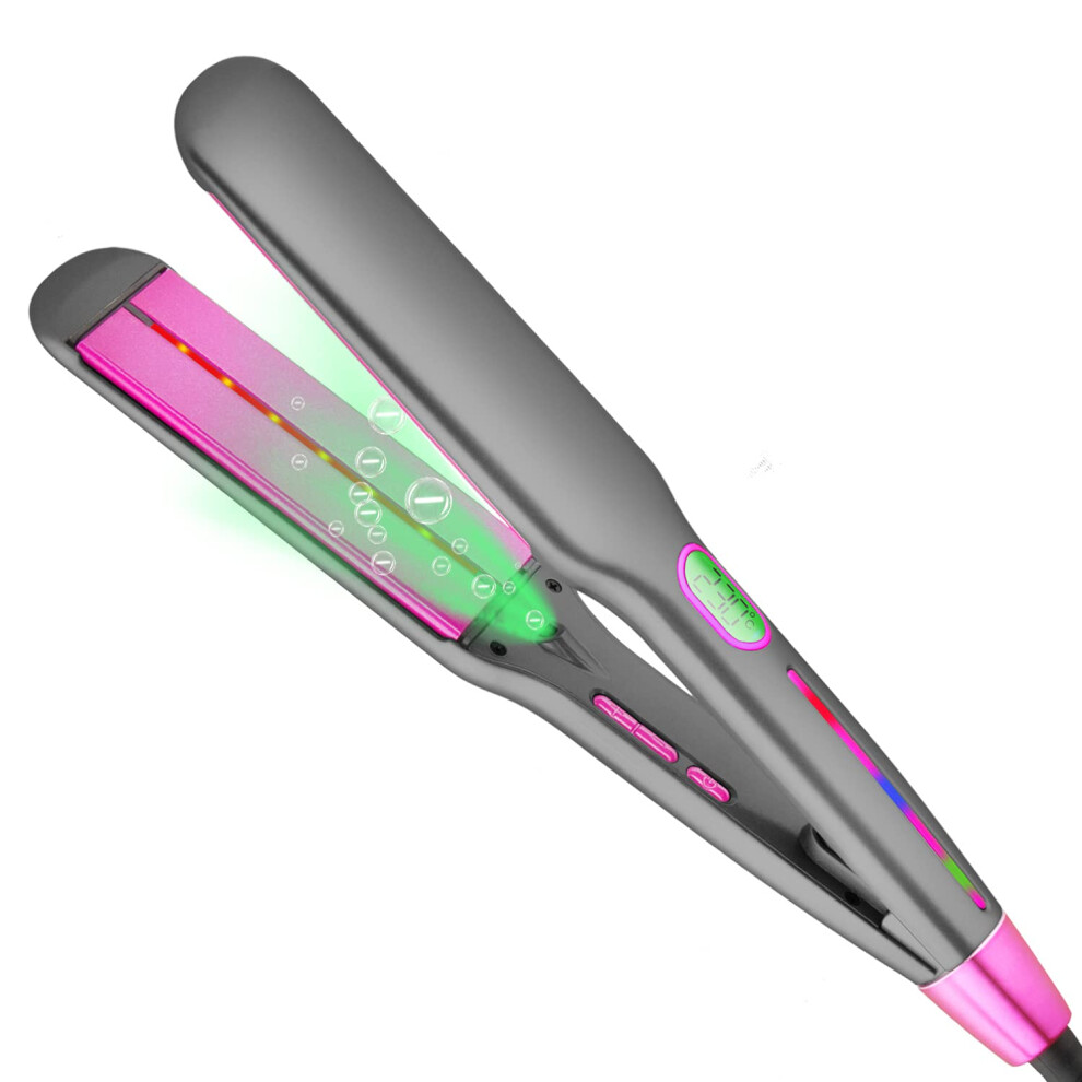 Infrared Hair Straightener with Ceramic Tourmaline Wide Plates, Ionic Frizz Dual Voltage Flat Iron
