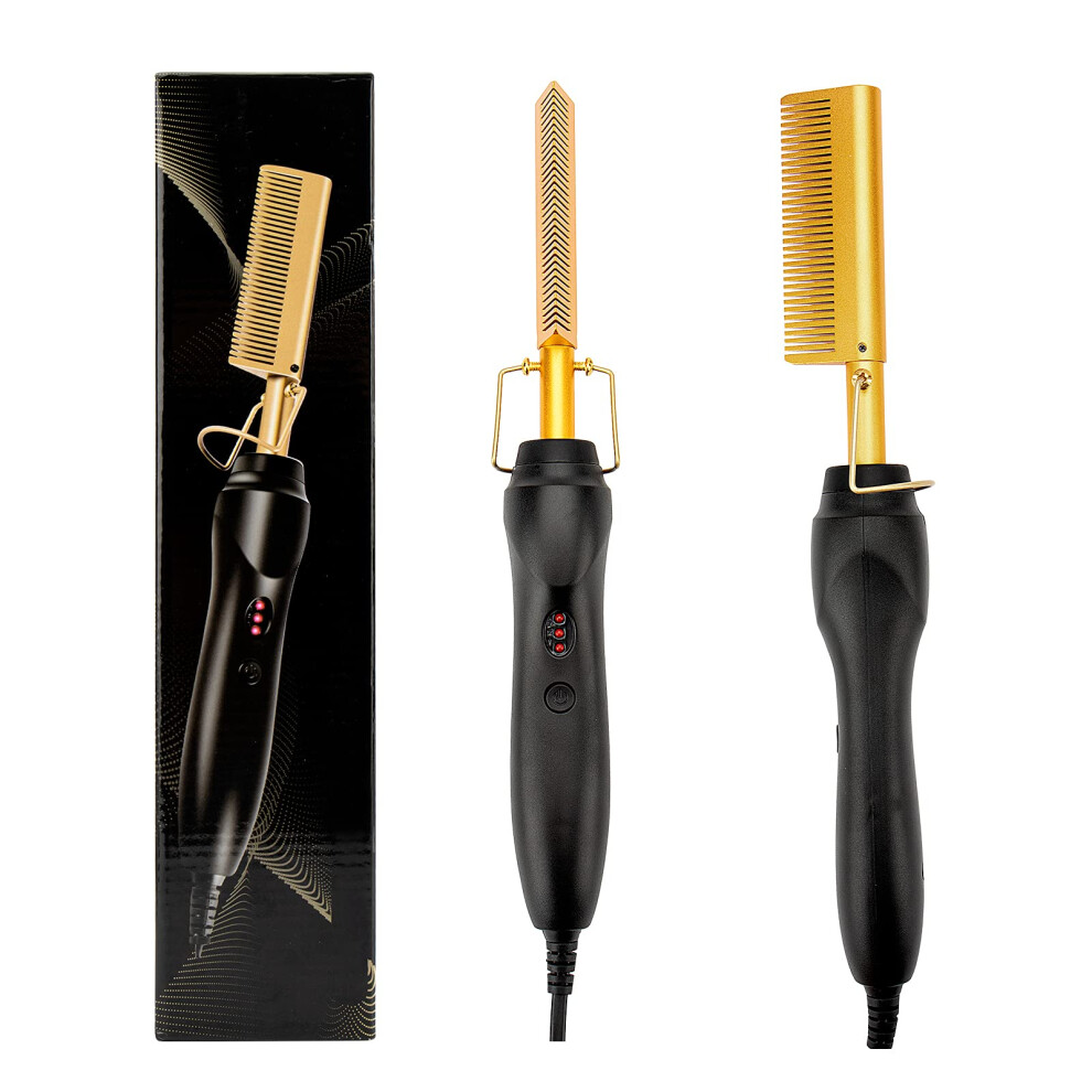 Hair Straightening Comb with Even Ceramic Heat, Adjustable Temperature Control, AntiScald Design