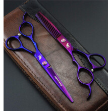 Left Hand Hairdressing Scissors Set 6.0 Inch 440C Stainless Steel Precision Blades with Travel Bag