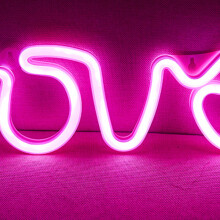 Pink LED Love Neon Sign with Acrylic and PS Board – 34.5x13cm