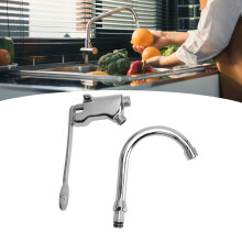 Stainless Steel Foot Pedal Control Valve Faucet for Kitchen Sink Silver