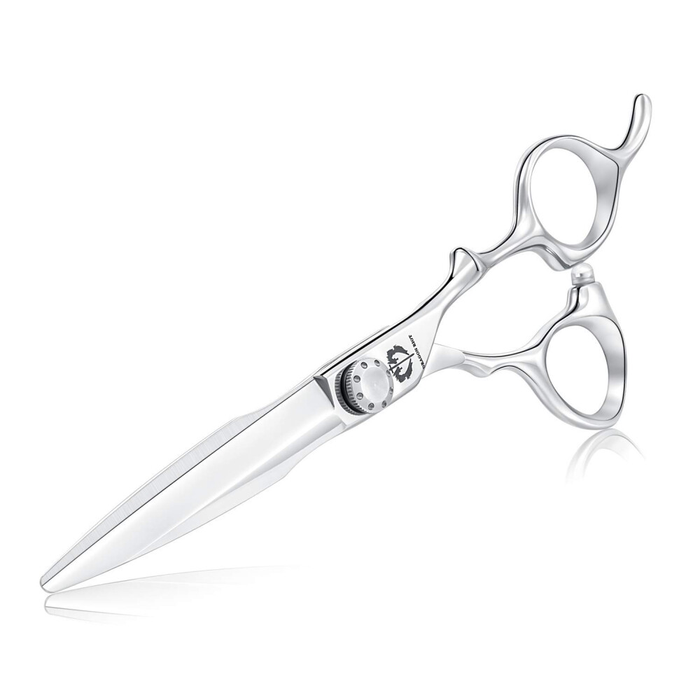 Professional Barber Scissors 6 Inch Japanese Stainless Steel Hair Cutting Shears with Offset Grip