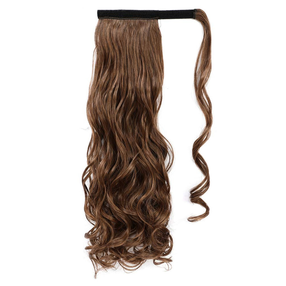 Clip In Ponytail Extension 22 Inch Wavy Ombre Auburn Wrap Around Heat Resistant Synthetic Hair