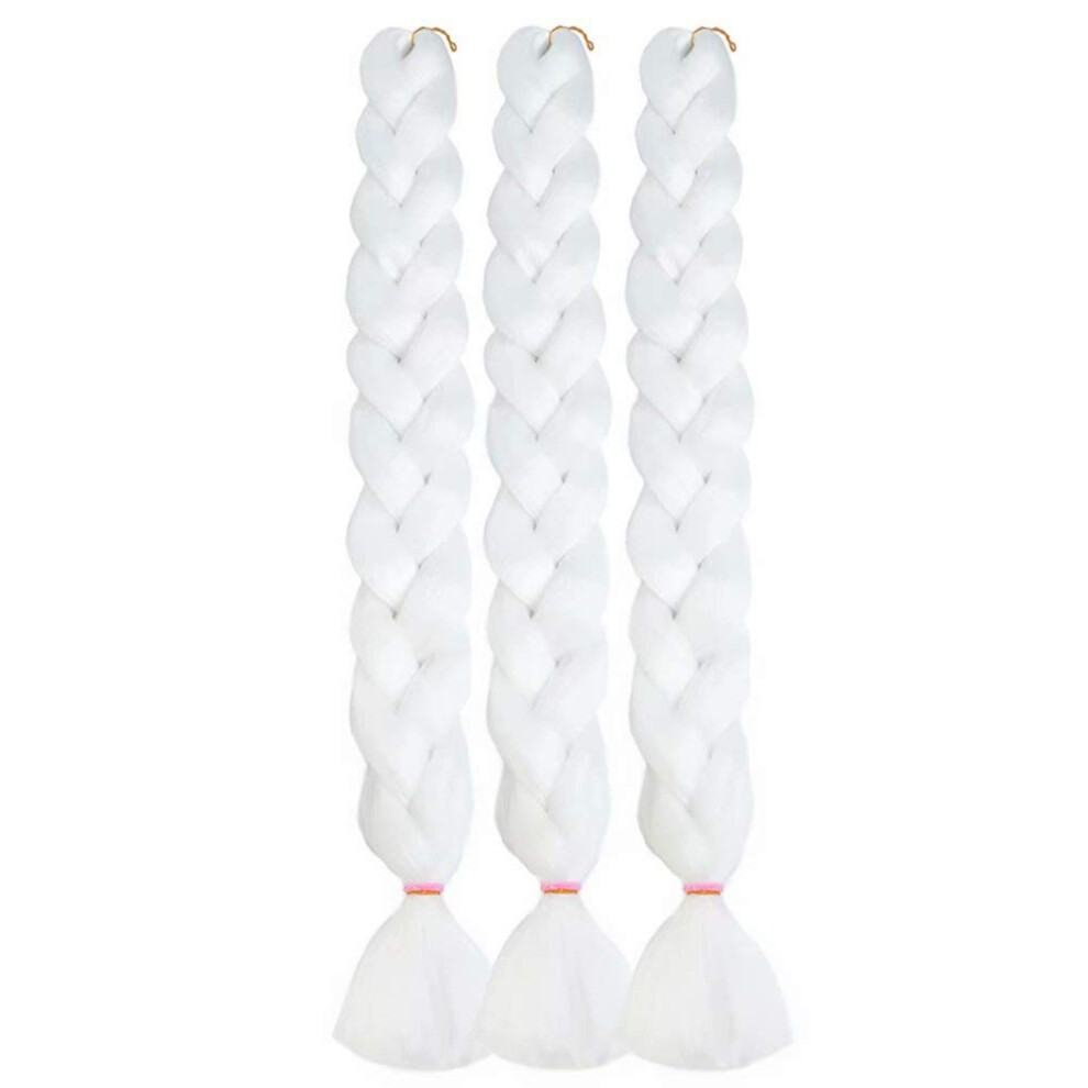 Unisex White Jumbo Synthetic Braiding Hair Extensions For Crochet Twists Locs Braids 84 Inch 3 Packs