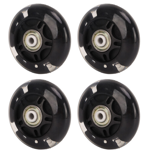4 PCS 69mm Black PU Inline Skate Wheel Replacement for Rollerblades