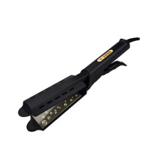 2 in 1 Hair Straightener and Curling Wand Titanium Ceramic Styling Tool Gold for Versatile Looks