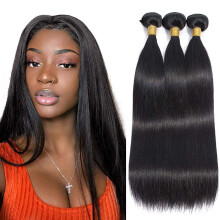 10A Brazilian Straight Virgin Human Hair 3 Bundles Unprocessed Weave Extensions Natural Black 14 16 18 Inch