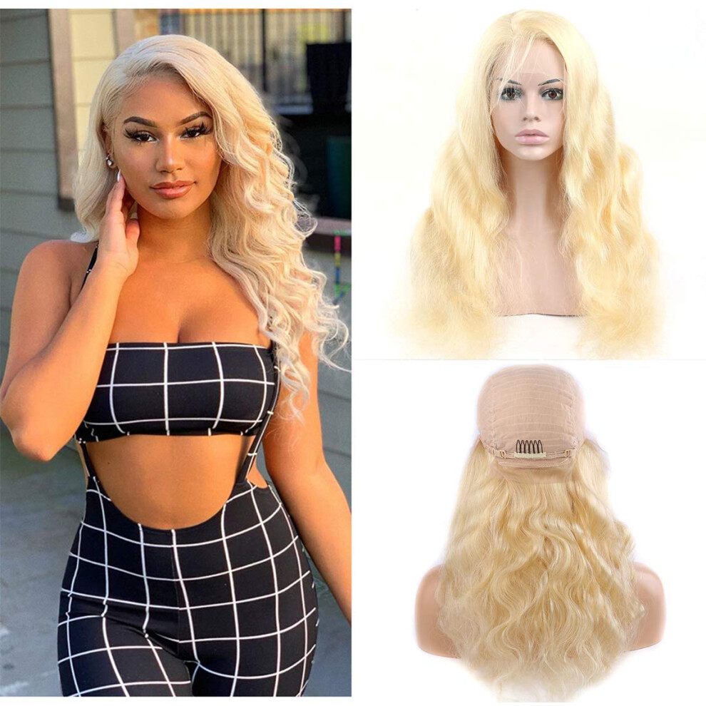 613 Lace Front Wig Human Hair Body Wave 26 Inch 4x4 Lace Closure Pre Plucked Blonde Hair