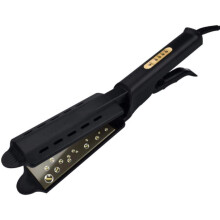 Hair Straightener Ceramic Tourmaline Flat Iron with FourGear Heat Control Wide Plate for Women Black