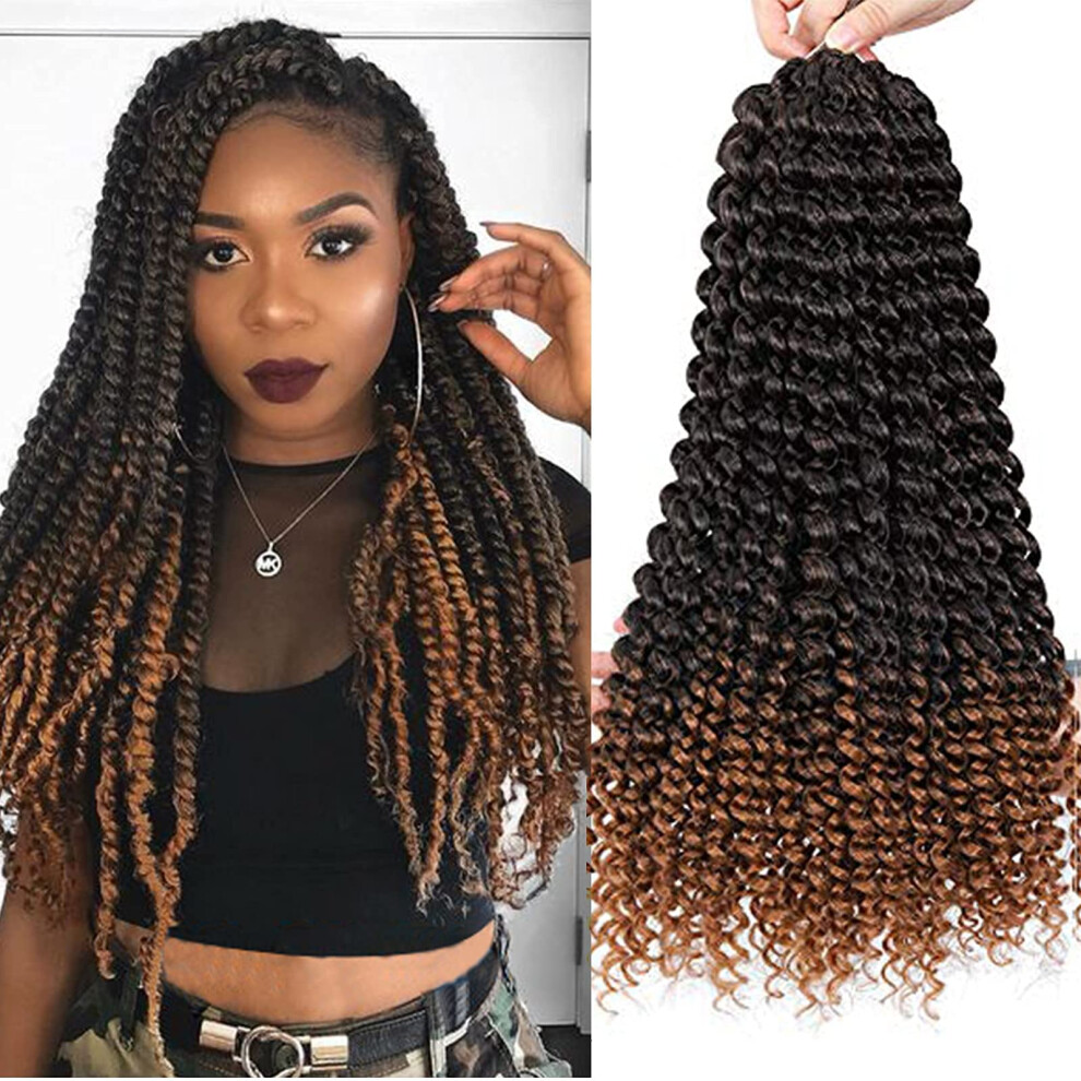 Passion Twist Crochet Hair 18 Inch Ombre Water Wave Braiding Hair Easy Install Tangle Resistant 6 Packs