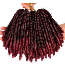 Spring Twist Crochet Hair 8 Inch Burgundy Synthetic Braiding Hair 3 Packs for Women Full Head
