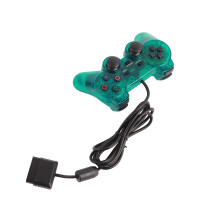 Wired PS2 Transparent Green Game Controller with Dual Vibration/ABS