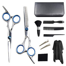 Professional Hair Cutting Scissors Kit 11 Piece Set with Thinning Shears for Precision Styling Blue