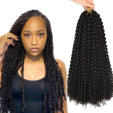 Passion Twist Hair 18 Inch PreSeparated Water Wave Crochet Braiding Extensions 1B Color