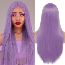 Purple Wig for Women Long Straight Natural Looking Synthetic Hair with Wig Cap for Cosplay