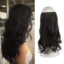 Invisible Wire Hair Extensions for Women with Adjustable Fit Band HeatFriendly Synthetic Curly 18 Inch