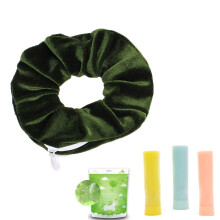 Velvet Scrunchies with Hidden Zipper Pocket TieDye Hair Accessories for Women Army Green
