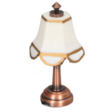Miniature 1/12 Scale White Metal LED Lamp 6cm Battery-Powered Dollhouse Prop