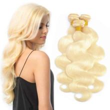 613 Blonde Brazilian Body Wave Human Hair Bundles 22 24 26 Inch 9A Grade True to Length