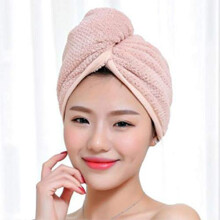 Microfiber Hair Towel Wrap for Women Quick Drying Lightweight Absorbent Cap Pink 23x60cm
