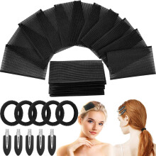 38pcs Hair Styling Accessories Set with No Bend Hair Clips, Fringe Pads and Elastic Hair Ties