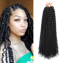 Passion Twist Crochet Hair 18 Inch Water Wave Braids Goddess Locs Extensions Lightweight 1B