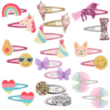 20 Pcs Metal Snap Hair Clips with Animal Patterns and Glitter for Girls Kids Teens and Women