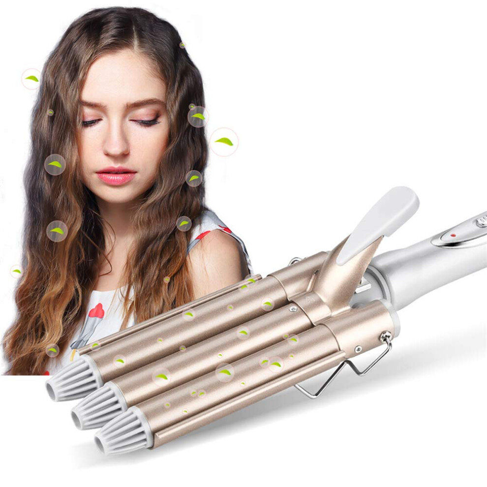 28mm Triple Barrel Curling Iron Ceramic Hair Waver for Fast Uniform Beach Waves