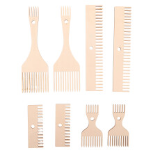 8Stk Tragbarer Holz Webkamm Beige Für DIY Wandteppiche & Webzubehör
