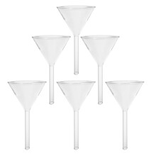 6Pcs Clear Glass Funnels for Lab Liquid Transfer Short Stem Heavy Duty